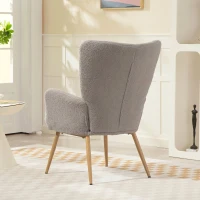 HOMCOM Fauteuil salon, fauteuil d'appoint rembourré en tissu bouclette avec haut dossier et accoudoirs, 71x74x97,5cm, gris(m-9)