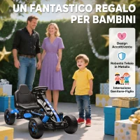 AIYAPLAY Go Kart a Pedali per Bambini 3-6 Anni, 50 kg Portata, con Portabicchieri e Ruote in EVA Antiscivolo, Blu(m-8)