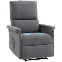HOMCOM Fauteuil de massage inclinable, fauteuil de relaxation, dossier réglable, large assise, repose-pied, 69x84x99cm, gris(m-11)