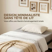 HOMCOM Cadre de lit 90 x 200 cm avec sommier en métal, lit simple avec rangement au-dessous, sans bruit, montage facile, noir(m-4)