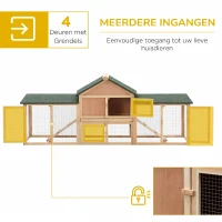 PawHut Konijnenhok konijnenkooi konijnenhok met twee verdiepingen en buitenverblijf hout(m-4)