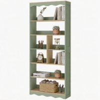 HOMCOM Bibliothèque, étagère de rangement à 6 niveaux avec 6 compartiments ouverts, 76 x 23,8 x 180 cm, bois naturel et vert