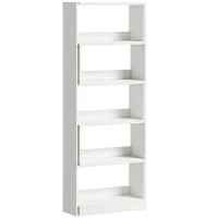 HOMCOM Estante Expansível 5 Níveis Estante para Livros Giratória 350° Largura Ajustável Convertível em L Reta ou Compacta 111,5x23,8x163,7 cm Branco(m-1)