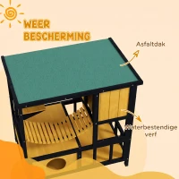 PawHut Katzenhuis Kattenhut Kattenhol, weerbestendig, 1 helling, 1 platform, 84,5 x 60 x 88 cm, Groen + Natuur(m-5)