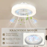 HOMCOM Plafondventilator met LED-Lamp, 6 Snelheden, Afstandsbediening, Wit(m-6)