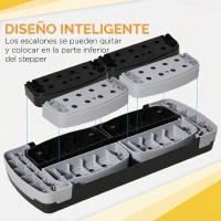 HOMCOM Step de Aeróbic, Step para Fitness Antideslizante con Altura Regulable 3 Niveles de 10/15/20 cm, Tabla Plataforma Stepper para Ejercicio en Casa Gimnasia, Carga 150 kg 80x31x20 cm, Gris(m-5)