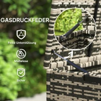 Outsunny Rattan Opbergbox 350L – Weerbestendige Kussenbox met Deksel, Gasveren en Handgrepen, UV-bestendig – Tuinbox voor Tuin, Terras of Balkon, 118x57x69 cm, Gemêleerd Grijs(m-5)