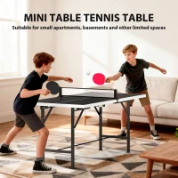 SPORTNOW 5ft Mid-Size Table Tennis Table, Ping Pong Table with Net, 2 Table Tennis Paddles and 3 Balls for Indoor Game, Black(m-4)