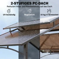 Outsunny Grillpaviljoen met vlambeschermend dak 2,5 x 1,5 m BBQ-paviljoen met 2 planken stalen PC(m-4)