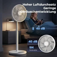 HOMCOM Standventilator mit Fernbedienung und 12 Geschwindigkeiten, Bodenventilator mit verstellbarer Höhe für Schlafzimmer Weiß(m-7)