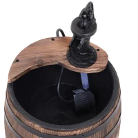 Outsunny Gartenbrunnen Zierbrunnen Springbrunnen Fassbrunnen Wasserfall Holzfass mit Pflanzgefäß Tannenholz Dunkelbraun Ø27 x 59 cm(m-7)