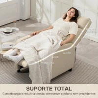 HOMCOM Poltrona Relax Reclinável até 155° Poltrona Reclinável Manual para Pessoas com Altura Inferior 195 cm 67x87x98 cm Bege(m-6)