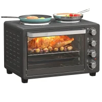 NETTA 28L Toaster Oven with Double Hotplate, 1600W Countertop MIni Oven with 60 Minute Timer & 230°C Temp Control, Baking Tray & Wire Rack, Black(m-11)