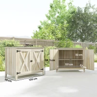 Outsunny Armoire de jardin en bois, placard de jardin en bois avec étagères et double portes, 110 x 60 x 88,5 cm, bois naturel(m-3)