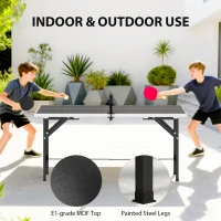 SPORTNOW 5ft Mid-Size Table Tennis Table, Ping Pong Table with Net, 2 Table Tennis Paddles and 3 Balls for Indoor Game, Black(m-6)