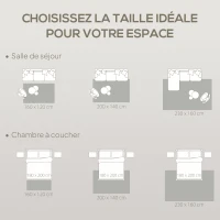 HOMCOM Tapis salon 230 x 160 cm, tapis à poils épais géométrique, moelleux et antidérapant, gris(m-6)