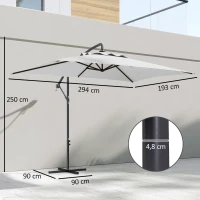Outsunny Parasol déporté parasol rectangulaire extérieur manivelle et 6 baleines acier protection UV 294 x 193 x 250 cm(m-3)