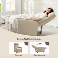 HOMCOM Relaxfauteuil met ligfunctie, uitklapbaar voetgedeelte, pocketvering, tot 150 kg, beige(m-4)
