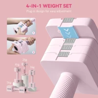 SPORTNOW Adjustable Dumbbell Set of 2, Each 1/2/3/4/5 kg Weight, 5-in-1 Weights Dumbbells Set with Non-Slip Handle, Pink(m-4)
