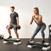 HOMCOM Stepboard stepper aerobics fitness hometrainer drievoudig in hoogte verstelbaar zwart(m-8)