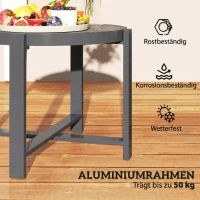 Outsunny Beistelltisch Gartentisch Rund wetterfest Aluminium Balkontisch mit Marmoroptik Grau(m-6)