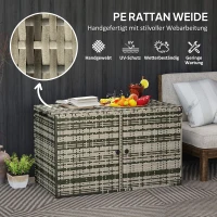 Outsunny Rattan Opbergbox 350L – Weerbestendige Kussenbox met Deksel, Gasveren en Handgrepen, UV-bestendig – Tuinbox voor Tuin, Terras of Balkon, 118x57x69 cm, Gemêleerd Grijs(m-6)