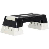 HOMCOM Stepboard stepper aerobics fitness hometrainer drievoudig in hoogte verstelbaar zwart(m-1)