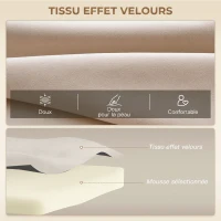 HOMCOM Canapé convertible 2 places avec dossier réglable à 5 niveaux et 2 coussins rembourrés, revêtement effet velours, beige(m-6)