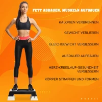 HOMCOM Stepboard stepper aerobics fitness hometrainer drievoudig in hoogte verstelbaar zwart(m-4)