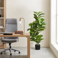 HOMCOM Kunstficus, 110 cm hoog met 90 bladeren en pot voor Woonkamer(m-7)