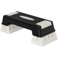 HOMCOM Stepboard stepper aerobics fitness hometrainer drievoudig in hoogte verstelbaar zwart(m-9)