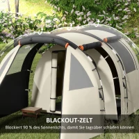 Outsunny Campingzelt für 4-5 Pers., abdunkelbare Fenster, wasserdicht, 180H x 460L x 230B cm, Khaki/Orange(m-5)