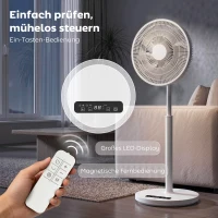 HOMCOM Standventilator mit Fernbedienung und 12 Geschwindigkeiten, Bodenventilator mit verstellbarer Höhe für Schlafzimmer Weiß(m-8)