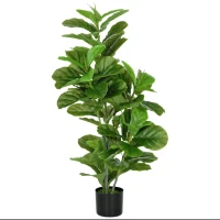 HOMCOM Kunstficus, 110 cm hoog met 90 bladeren en pot voor Woonkamer(m-8)