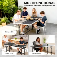 SPORTNOW 5ft Mid-Size Table Tennis Table, Ping Pong Table with Net, 2 Table Tennis Paddles and 3 Balls for Indoor Game, Black(m-7)