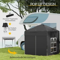 Outsunny Buitenzonnig paviljoen 2x2m vouwpaviljoen 4 zijwanden met raam draagtas staal(m-4)