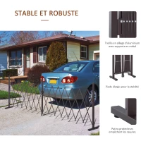 Outsunny Barrière Extensible rétractable barrière de sécurité avec Roulette 405L x 31l x 104H cm alu métal Chocolat(m-6)
