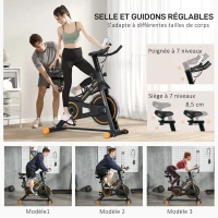 HOMCOM Vélo d'appartement pour la maison vélo de fitness d'intérieur silencieux résistance réglable acier 103 x 48 x 115cm noir(m-6)
