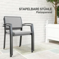 Outsunny 3-delig eetset, buitentafel in houtlook, 2 stoelen, weerbestendig, stalen frame, terrasmeubels, Grijs(m-4)