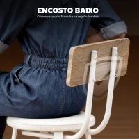 HOMCOM Conjunto de 2 Bancos de Bar Bancos Altos de Cozinha com Encosto e Apoio para Pés Estofados em PU Assento 41,5x36,5x99,5 cm Madeira e Branco(m-5)