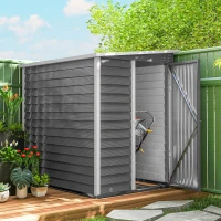 Outsunny Metalen Tuinhuis 2,3m² 142x184x181cm – Tuinschuur met Fundament, Lessenaarsdak, Raam, Slot & Handschoenen – Weerbestendig Gereedschapshuis voor Achtertuin – Lichtgrijs(m-2)