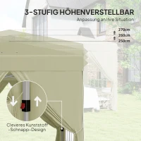 Outsunny 2,5 x 2,5 m pop-up paviljoen met zijwanden en draagtas, UPF50+ in hoogte verstelbaar tuintent, Cremewit(m-5)