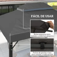 Outsunny Toldo de Substituição para Pérgola 4x3 m Toldo para Pérgola com Teto Duplo e Proteção UV 30+ Cinza(m-5)