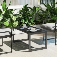 Outsunny Bijzettafel met latten-ontwerp balkontafel van aluminium weerbestendig 90 x 50 x 42 cm Zwart(m-9)