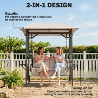 Outsunny Garden Texteline 2 Person Swing Chair-Beige(m-4)
