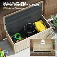 Outsunny 185 L Außenlagerbox, Lagerkiste mit Rädern, wetterbeständig, Tannenholz, 110 x 50 x 50 cm, Hellbraun(m-4)