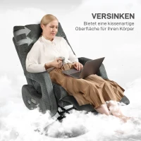 HOMCOM Recliner-fauteuil, elektrische gestoffeerde stoel met USB-aansluiting en voetensteun, fluweellook, draaibaar, verstelbaar, grijs(m-6)