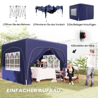 Outsunny 3 x 3 m Pavillon, Pop-up Gartenzelt mit Seitenwänden und Tragetasche, UPF50+, höhenverstellbar, Sand(m-4)