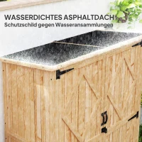 Outsunny Gartenlagerschuppen, Holzschuppen für Werkzeug und Gartengeräte, Asphalt-Dach, Doppeltüren, Fichtenholz, Hellbraun(m-5)