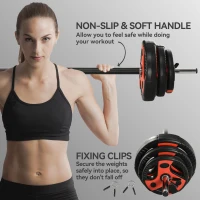 SPORTNOW 20kg Adjustable Barbell Weights Set for Home Gym, Strength Training(m-6)